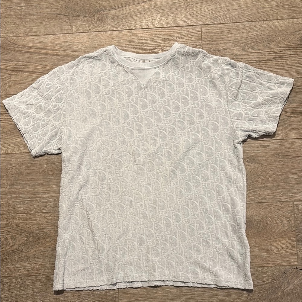 Dior White Short Sleeve Tee with Subtle Texture